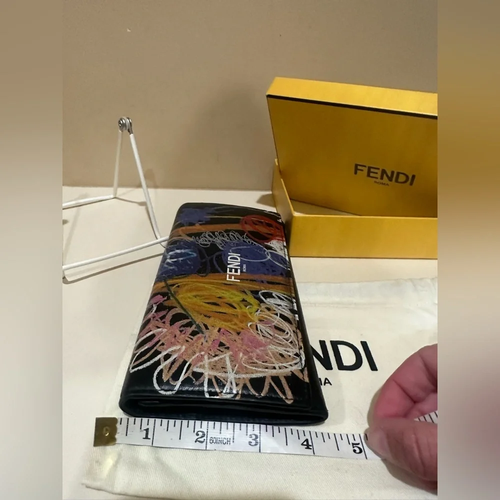 Fendi Vitello Continental Fluffy Artista Leather Wallet